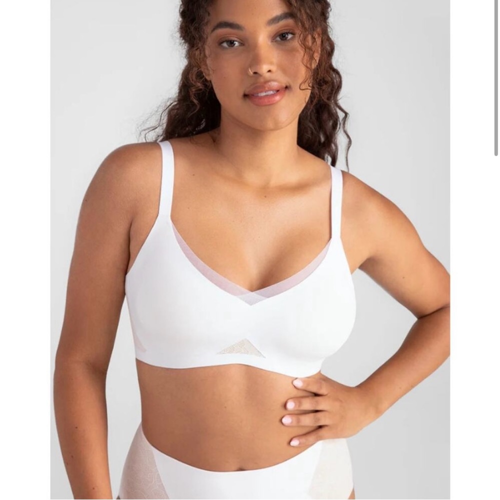 Honeylove Crossover Wireless Bra Astral White Size L